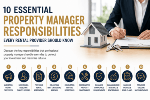 Property manager responsibilities including renter screening, inspections and maintenance management