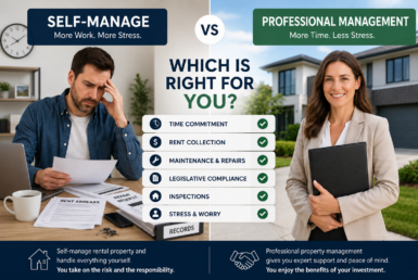Self-manage rental property comparison showing the responsibilities of self-management versus using a professional property manager.