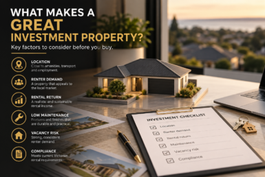 Investment property tips covering location, renter demand, rental return, maintenance, vacancy risk and Victorian rental compliance.